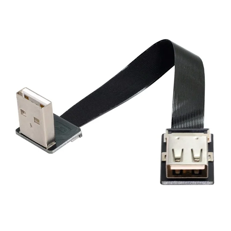 U2-044-DN-0.2M CN-011-DN/CN-011-FE/CN-019-0.2M Down Angled USB 2.0 Type-A Male to Female Extension Flat Slim FPC Cable 480Mbps Data Transmission for FPV/Disk/Scanner/Printer