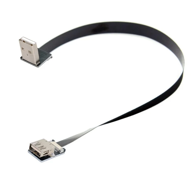 U2-044-DN-0.2M CN-011-DN/CN-011-FE/CN-019-0.2M Down Angled USB 2.0 Type-A Male to Female Extension Flat Slim FPC Cable 480Mbps Data Transmission for FPV/Disk/Scanner/Printer