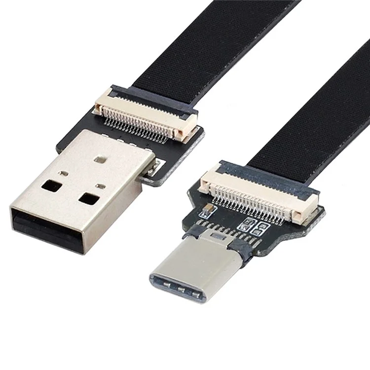 U2-039-BK-0.2M CN-011-MA/CN-013-MA/CN-01 Câble plat et fin FPC USB 2.0 de type A mâle vers USB-C type C mâle pour FPV/disque/téléphone