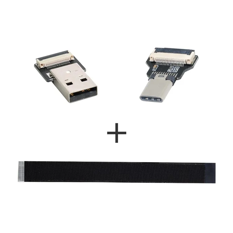 U2-039-BK-0.2M CN-011-MA/CN-013-MA/CN-01 Câble plat et fin FPC USB 2.0 de type A mâle vers USB-C type C mâle pour FPV/disque/téléphone
