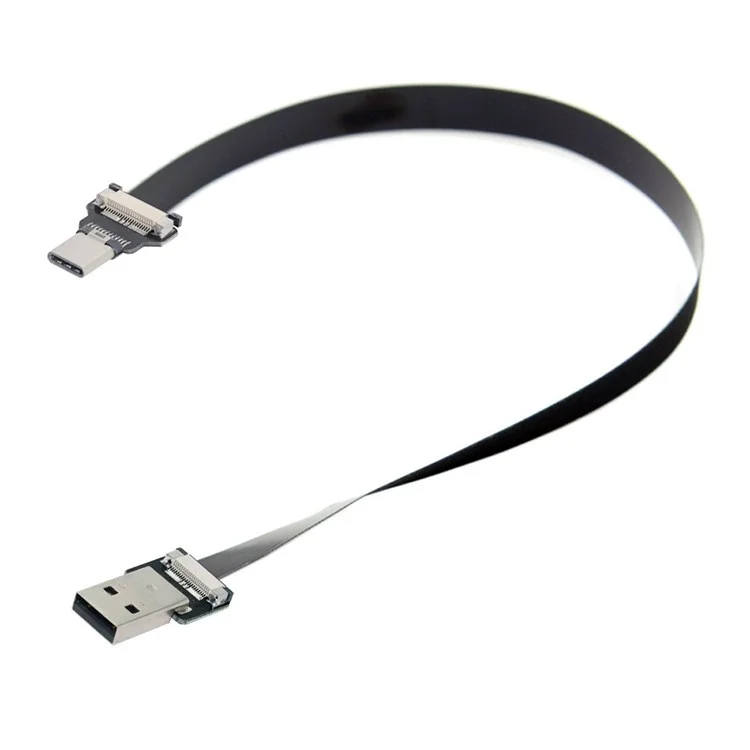 U2-039-BK-0.2M CN-011-MA/CN-013-MA/CN-01 Câble plat et fin FPC USB 2.0 de type A mâle vers USB-C type C mâle pour FPV/disque/téléphone