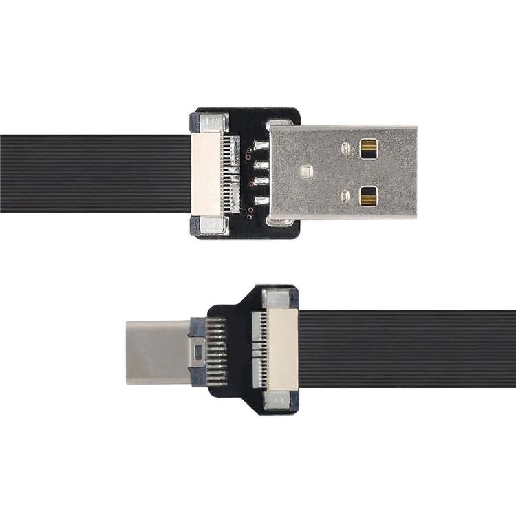 U2-039-BK-0.2M CN-011-MA/CN-013-MA/CN-01 Câble plat et fin FPC USB 2.0 de type A mâle vers USB-C type C mâle pour FPV/disque/téléphone
