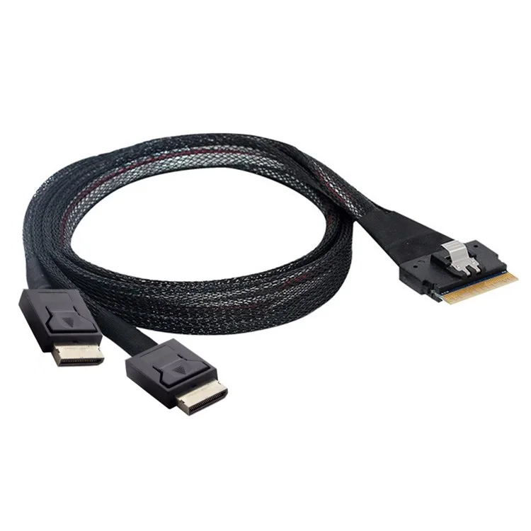 SF-038-0.5M PCI-E Slimline SAS Slim 4.0 SFF-8654 8i 74-pin to Dual Oculink SFF-8611 Cable 50cm PCI-Express Conversion Cord