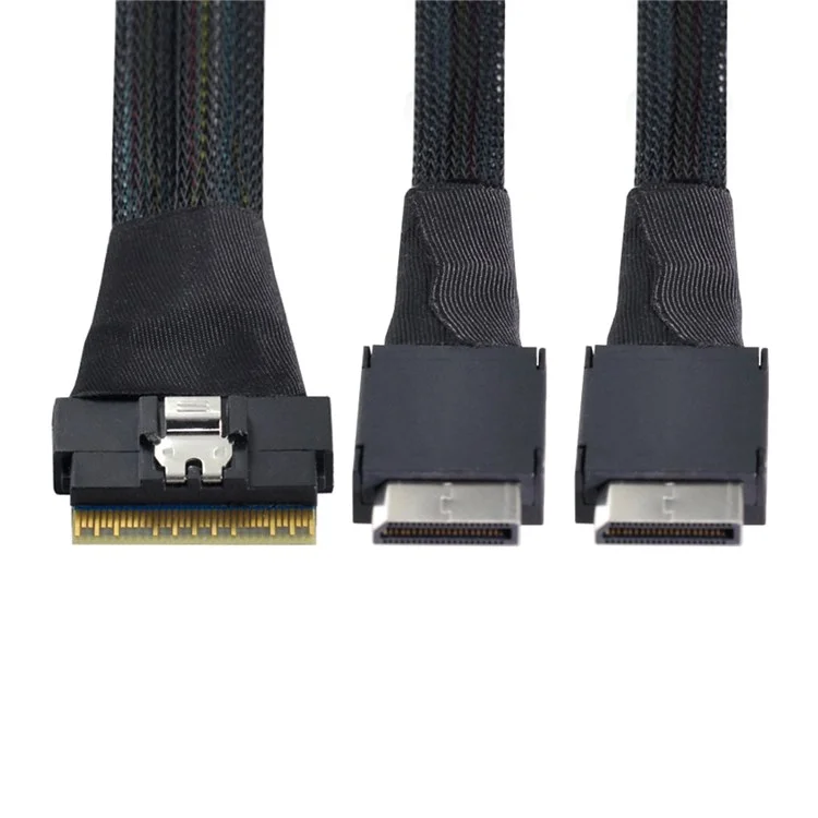 SF-038-0.5M PCI-E Slimline SAS Slim 4.0 SFF-8654 8i 74-pin to Dual Oculink SFF-8611 Cable 50cm PCI-Express Conversion Cord