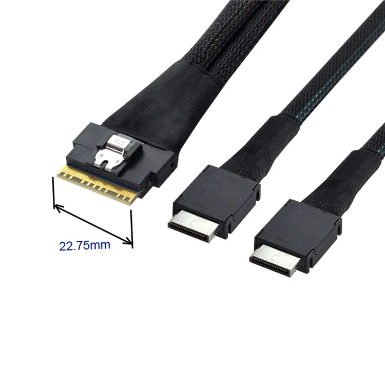 SF-038-0.5M PCI-E Slimline SAS Slim 4.0 SFF-8654 8i 74-pin to Dual Oculink SFF-8611 Cable 50cm PCI-Express Conversion Cord