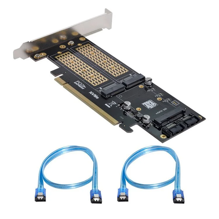 SA-028 3-in-1 PCI Express PCI-E 3.0 + Dual SATA to NGFF NVME mSATA M-Key B/M-key SSD Card Adapter