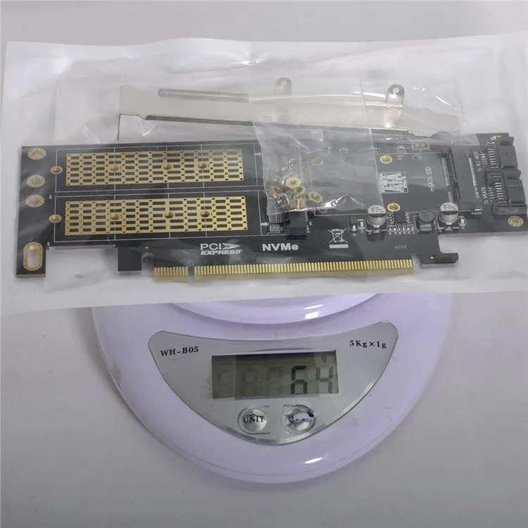 SA-028 3-in-1 PCI Express PCI-E 3.0 + Dual SATA to NGFF NVME mSATA M-Key B/M-key SSD Card Adapter