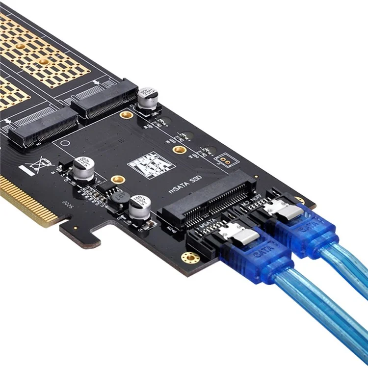 SA-028 3-in-1 PCI Express PCI-E 3.0 + Dual SATA to NGFF NVME mSATA M-Key B/M-key SSD Card Adapter