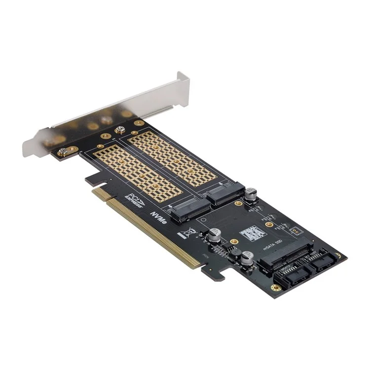 SA-028 3-in-1 PCI Express PCI-E 3.0 + Dual SATA to NGFF NVME mSATA M-Key B/M-key SSD Card Adapter