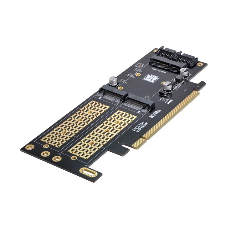 SA-028 3-in-1 PCI Express PCI-E 3.0 + Dual SATA to NGFF NVME mSATA M-Key B/M-key SSD Card Adapter