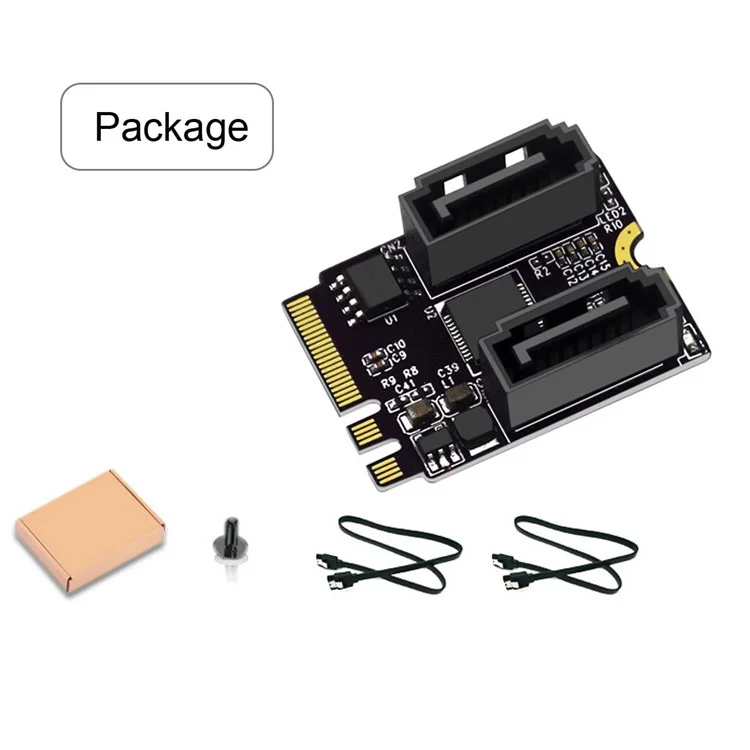 SA-034 22x30mm NGFF Key A+E PCI Express a Dual SATA-7P 3.0 6Gbps Adapter Card Hard Drive Extension Converter JMB582