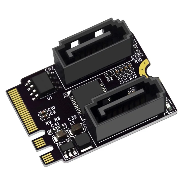 SA-034 22x30mm NGFF Key A+E PCI Express a Dual SATA-7P 3.0 6Gbps Adapter Card Hard Drive Extension Converter JMB582