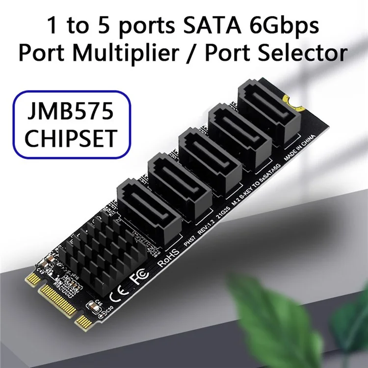 SA-035 22x80mm NGFF Key B+M to SATA 3.0 6Gbps 5 Ports Adapter Converter Port Select JMB575