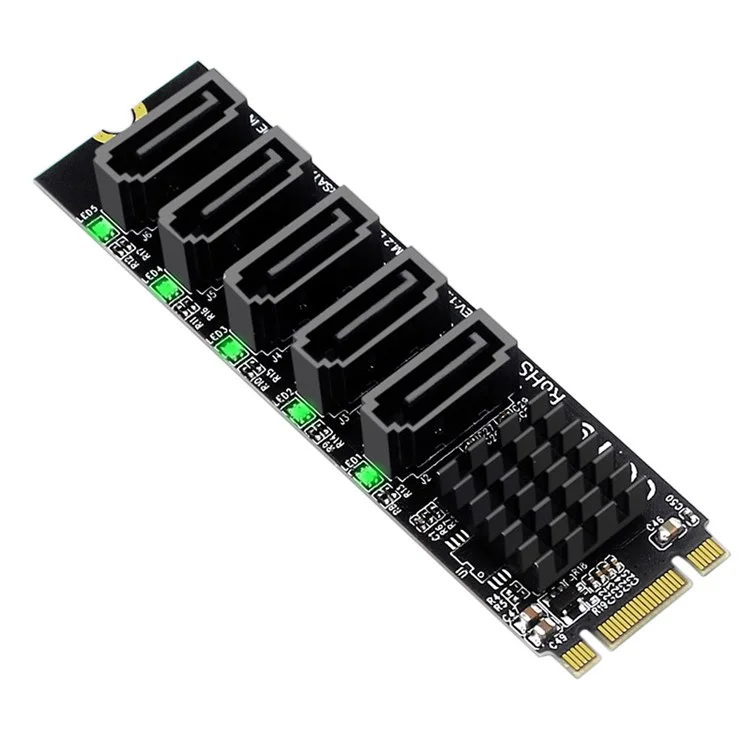 SA-035 22x80mm NGFF Tasto B+M a SATA 3.0 6 Gbps 5 Porte Adattatore Convertitore Porta Selezionata JMB575