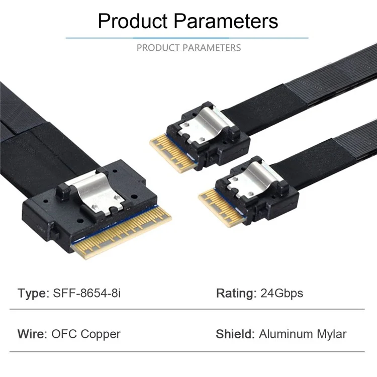 SF-034-0.4M PCI-E Ultraport Slimline SAS Slim 4.0 SFF-8654 8i 74Pin to Dual SFF-8654 4i 38Pin Cable