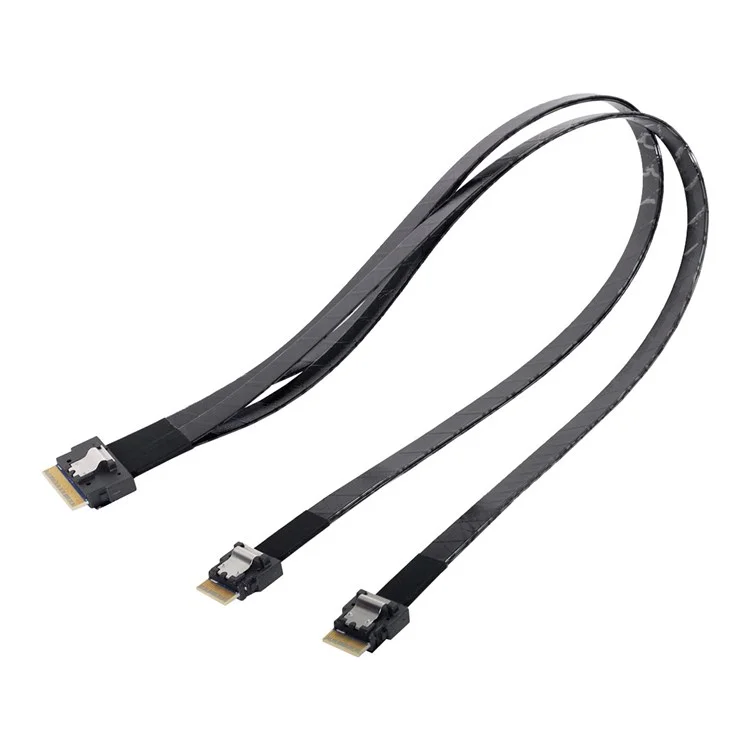 SF-034-0.4M PCI-E Ultraport Slimline SAS Slim 4.0 SFF-8654 8i 74Pin to Dual SFF-8654 4i 38Pin Cable
