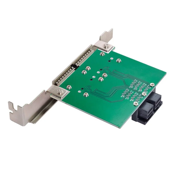 SF-030 Dual Ports Mini SAS SFF-8088 to Internal SAS HD SFF-8643 PCBA Female Adapter with Low Profile Bracket