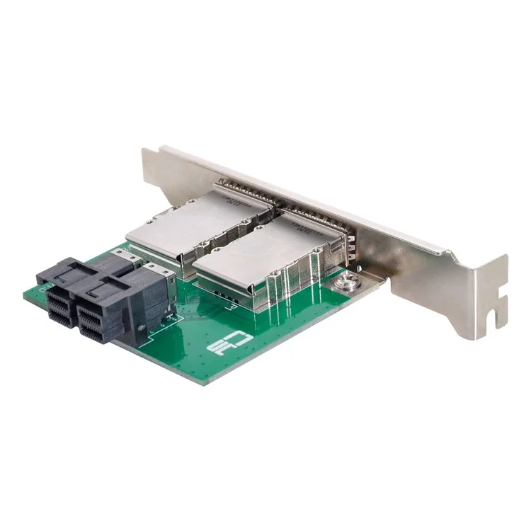 SF-030 Dual Ports Mini SAS SFF-8088 to Internal SAS HD SFF-8643 PCBA Female Adapter with Low Profile Bracket