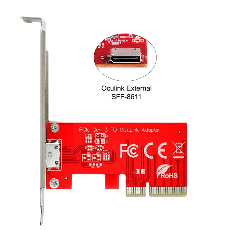 SF-032 PCI-E 3.0 Express 4.0 X4 to Oculink SFF-8612 SFF-8611 Host Adapter for PCI-E SSD with Long+Short Bracket