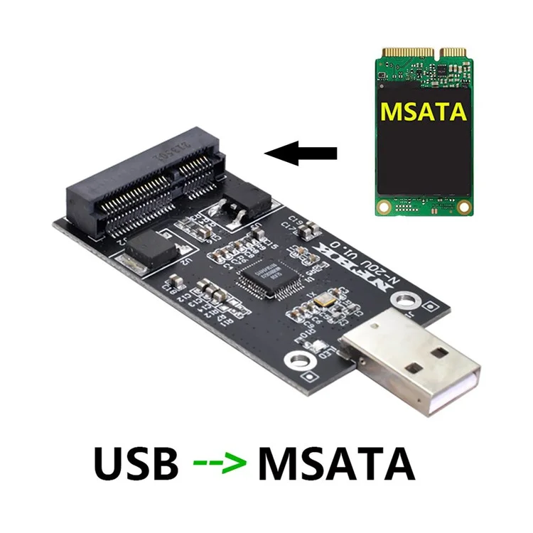 Carte de conversion adaptateur externe SSD U2-008 Mini PCI-E mSATA vers USB 2.0 sans boîtier