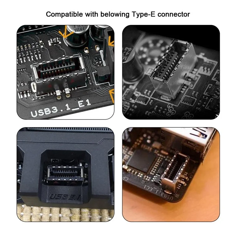 UC-013 3 Pièces USB 3.1 Panneau Avant Femelle Type-E à Mâle Type-A et Type-C USB-C Extension de Carte Mère Adaptateur Incliné