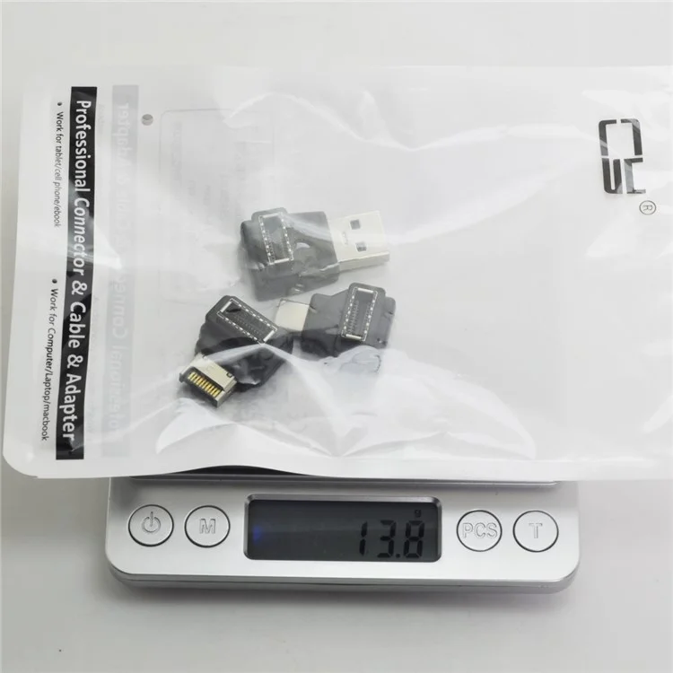 UC-013 3 Pièces USB 3.1 Panneau Avant Femelle Type-E à Mâle Type-A et Type-C USB-C Extension de Carte Mère Adaptateur Incliné