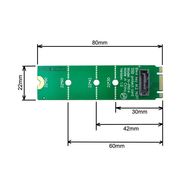 SA-007 Motherboard NGFF b / M-key M.2 to Vertical SATA 7pin Disque Dur