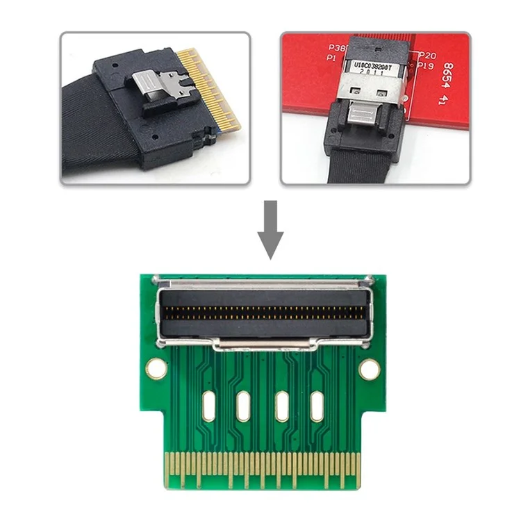SF-007 PCI-E Slimline SAS 4.0 SFF-8654 8i 74pin to SFF-8654 74pin Male to Female Extender Adapter Angled Test Tool