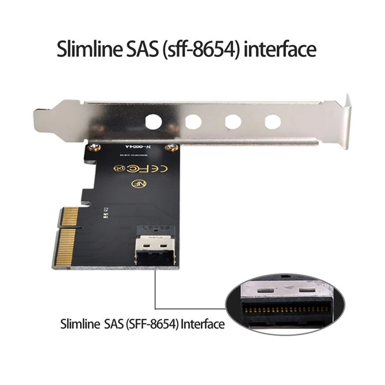 SF-025 PCI-E 4X to U.2 U2 Kit SFF-8639 to SFF-8654 Slimline SAS NVME PCIe SSD Adapter for Mainboard
