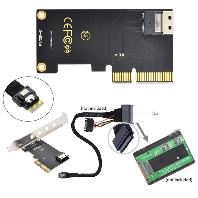 SF-025 PCI-E 4X to U.2 U2 Kit SFF-8639 to SFF-8654 Slimline SAS NVME PCIe SSD Adapter for Mainboard