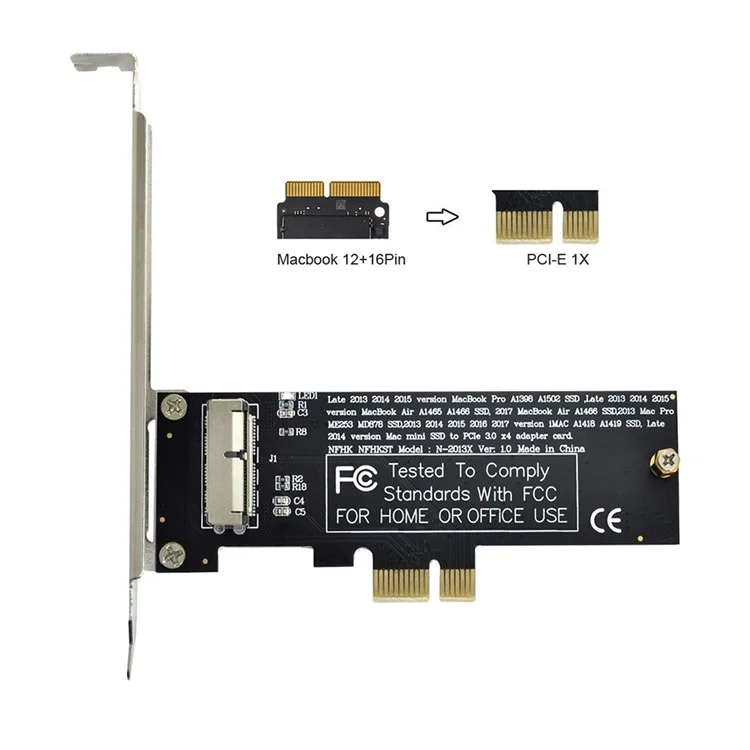 SA-143 PCI Express PCI-E 1X to 12+16Pin 2013-2017 Mac Pro Air SSD Convert Card for A1493 A1502 A1465 A1466 Adapter with Standard/Low Bracket