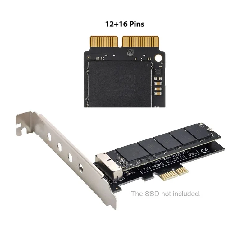 SA-143 PCI Express PCI-E 1X to 12+16Pin 2013-2017 Mac Pro Air SSD Convert Card for A1493 A1502 A1465 A1466 Adapter with Standard/Low Bracket