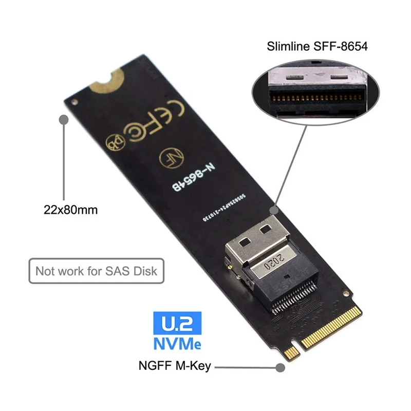 SF-013 NGFF M-Key NVME to U.2 U2 Kit SFF-8639 to SFF-8654 Slimline SAS PCIe SSD Adapter for Mainboard