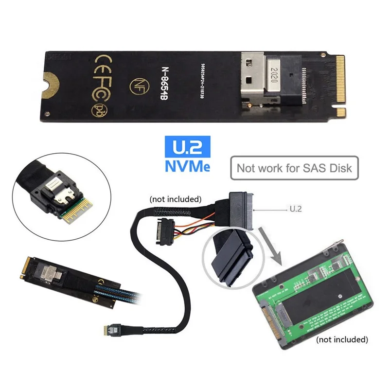 SF-013 NGFF M-Key NVME to U.2 U2 Kit SFF-8639 to SFF-8654 Slimline SAS PCIe SSD Adapter for Mainboard