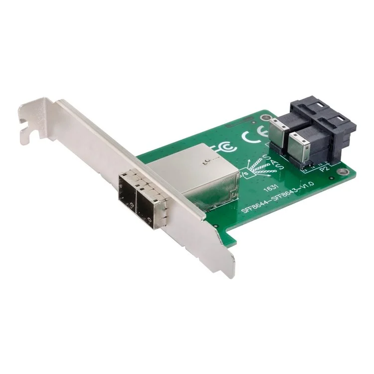 SF-021 Dual Ports Mini SAS HD SFF-8644 To Internal SAS HD SFF-8643 PCBA Female Adapter with Standard/Low Profile Bracket