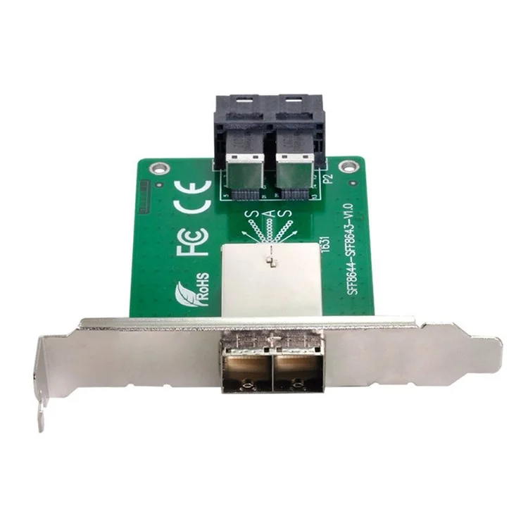 SF-021 Dual Ports Mini SAS HD SFF-8644 To Internal SAS HD SFF-8643 PCBA Female Adapter with Standard/Low Profile Bracket