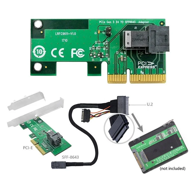 SF-024+SF-093 PCI-E 3.0 4.0 to SFF-8643 Card Adapter and U.2 U2 SFF-8639 NVME PCIe SSD Cable for Mainboard SSD
