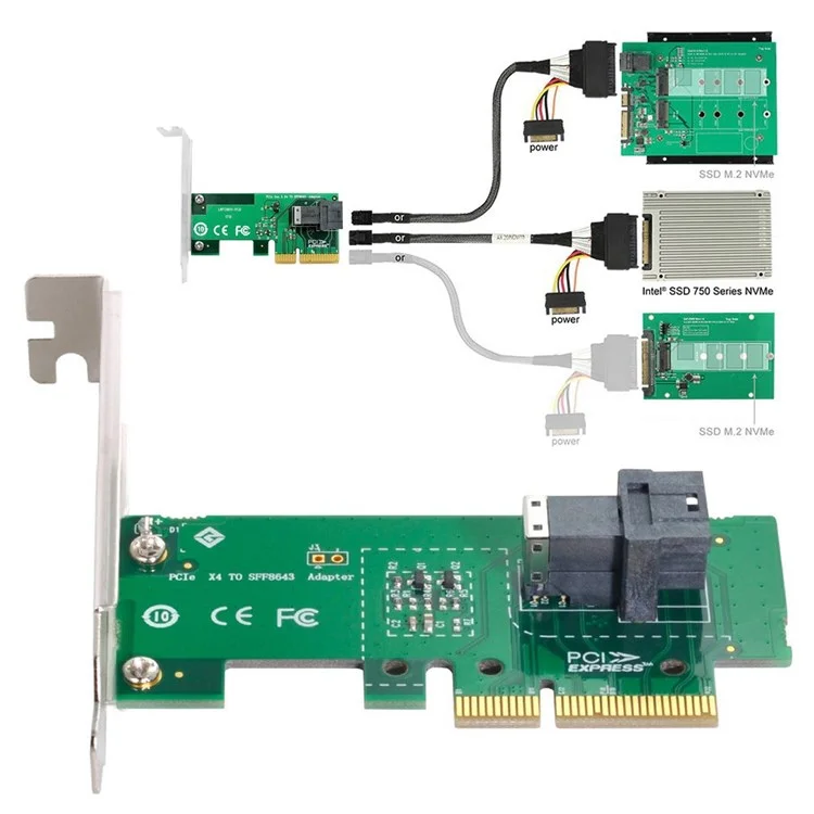 SF-024+SF-093 PCI-E 3.0 4.0 to SFF-8643 Card Adapter and U.2 U2 SFF-8639 NVME PCIe SSD Cable for Mainboard SSD
