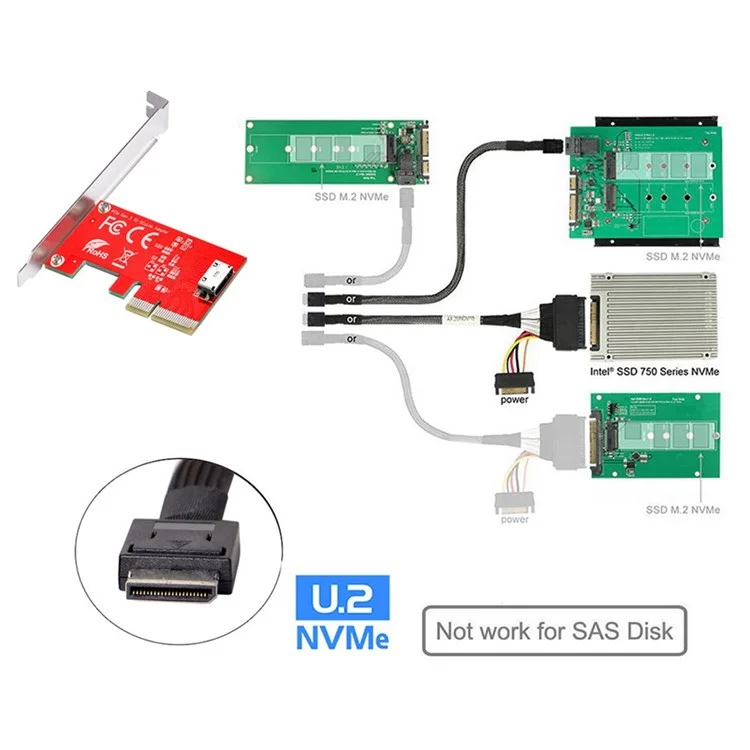 SF-022 PCI-E 3.0 4x Para Oculink SFF-8611 Adaptador de Host Para Pcie SSD Com Suporte