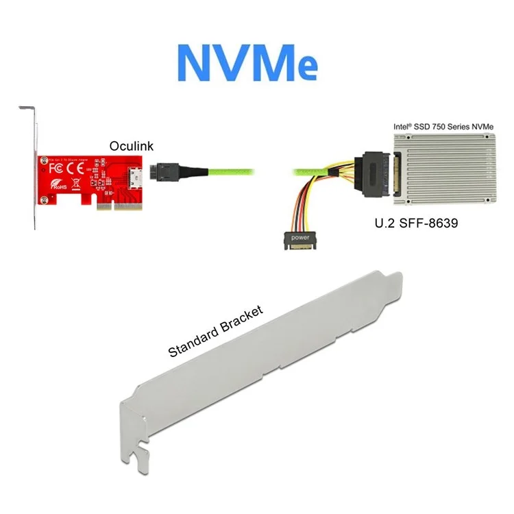 SF-022 PCI-E 3.0 4x Para Oculink SFF-8611 Adaptador de Host Para Pcie SSD Com Suporte