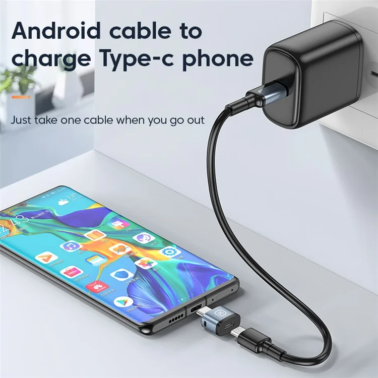 KUULAA KL-HUB03 Type C to Micro USB OTG Adapter Aluminum USB C Connector with Anti-lost Lanyard Hole