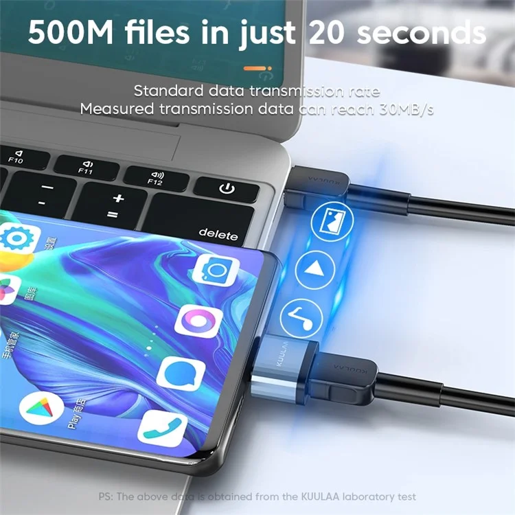 KUULAA KL-HUB03 Type C to Micro USB OTG Adapter Aluminum USB C Connector with Anti-lost Lanyard Hole