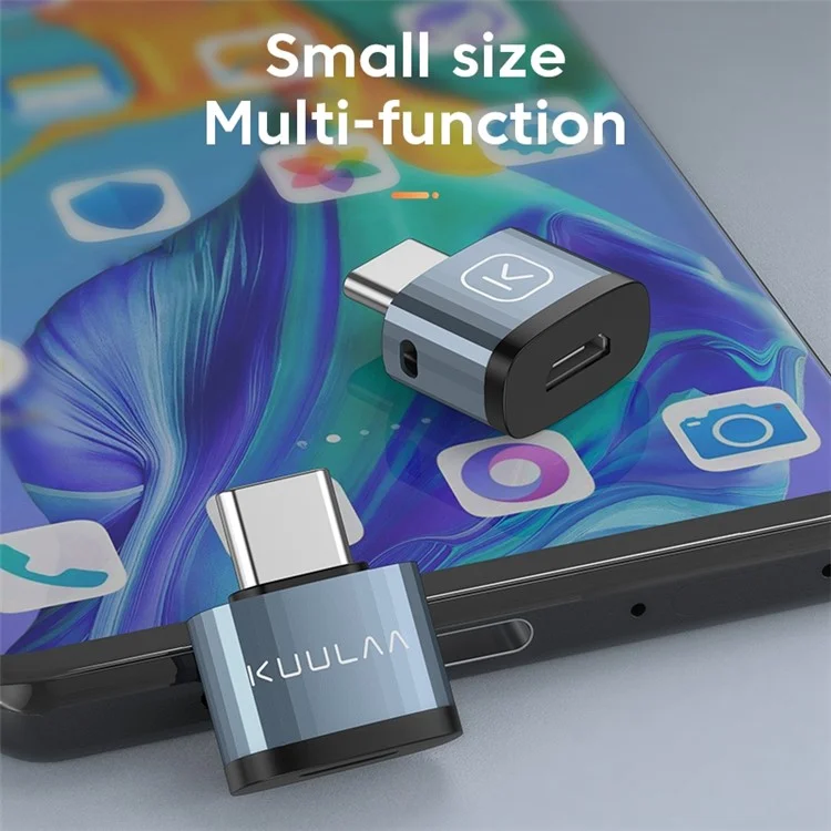 KUULAA KL-HUB03 Type C to Micro USB OTG Adapter Aluminum USB C Connector with Anti-lost Lanyard Hole