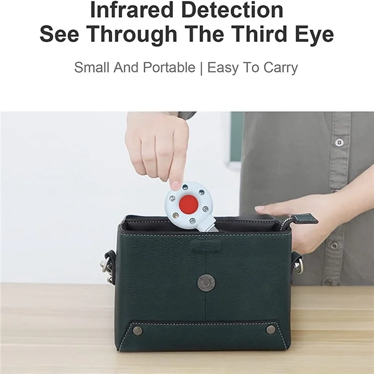 Portable Anti-Spy Hidden Camera Infrared Detector Anti-peeping Detector Spy Finder for Screening Pinhole / Spy Cameras - Type-C / Black