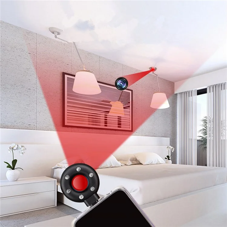 Portable Anti-Spy Hidden Camera Infrared Detector Anti-peeping Detector Spy Finder for Screening Pinhole / Spy Cameras - Type-C / Black