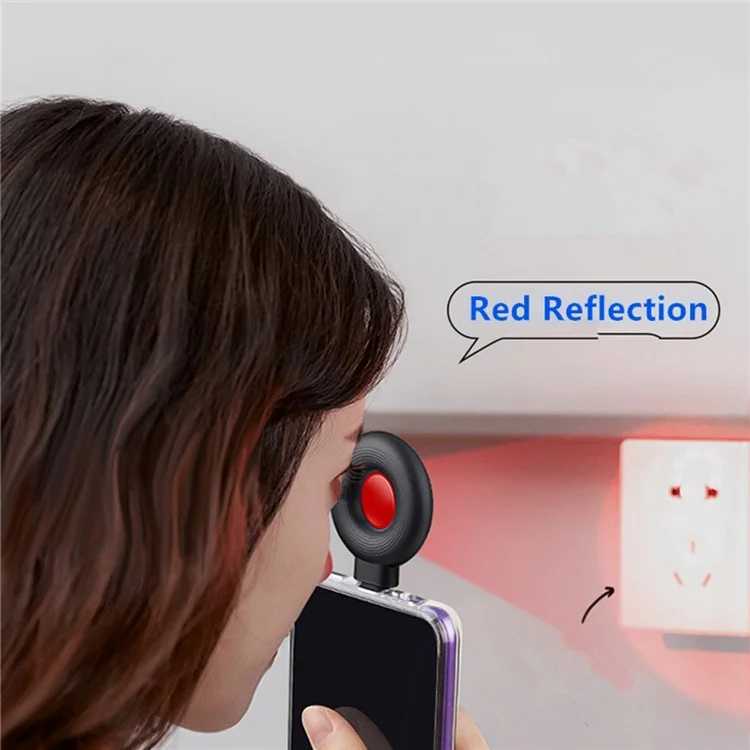 Portable Anti-Spy Hidden Camera Infrared Detector Anti-peeping Detector Spy Finder for Screening Pinhole / Spy Cameras - Type-C / Black