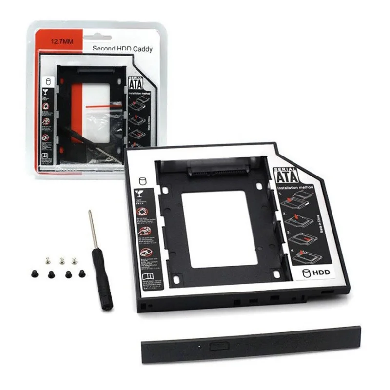 2.5" SSD Caddy Adapter SATA 3.0 Interface Hard Drive Holder Aluminum HDD Caddy 12.7mm / 9.5mm Hard Drive Mounting Bracket for Laptops, Computers - 12.7mm