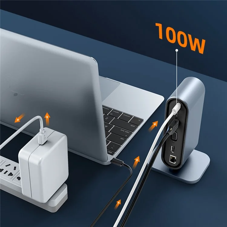 2201 Station d'accueil Type-C 12 ports Vertical Hub USB Adaptateur Dual HD 4K / 30Hz Convertisseur USB-C pour Dell, MacBook