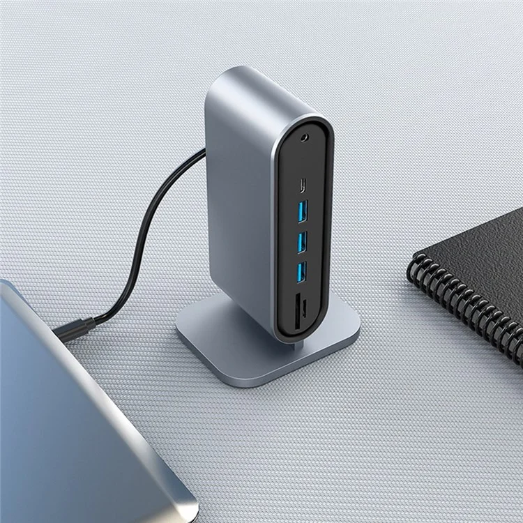 2201 Station d'accueil Type-C 12 ports Vertical Hub USB Adaptateur Dual HD 4K / 30Hz Convertisseur USB-C pour Dell, MacBook