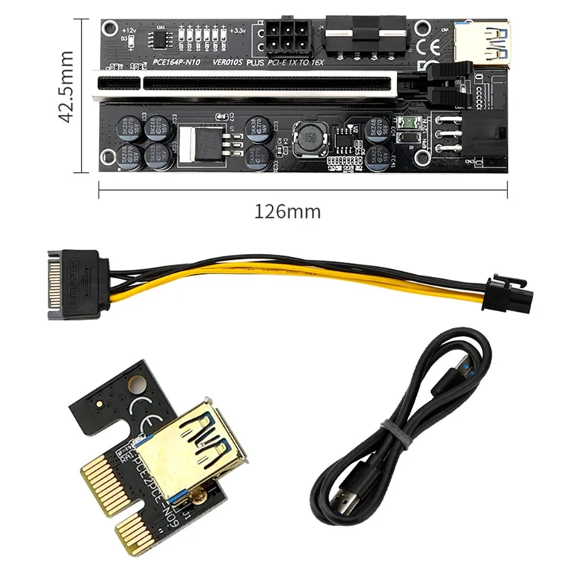 VER 010s Plus PCI-E X1 to PCIE X16 Adapter Board Extension Cable with 6pin Interface (Marquee Version)